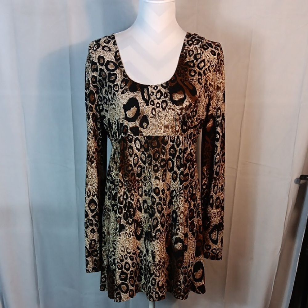 Leopard Print Long Sleeve Dress